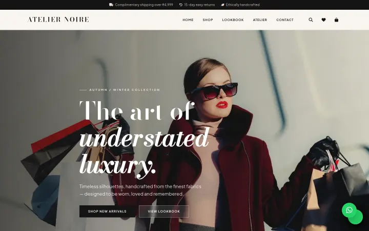 Atelier Noire luxury fashion boutique website