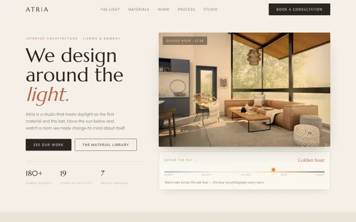 Atria interior architecture website