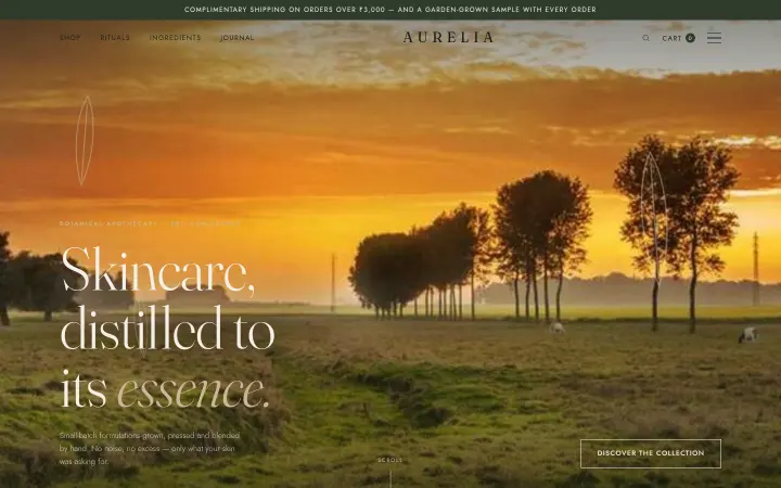 Aurelia skincare e-commerce website