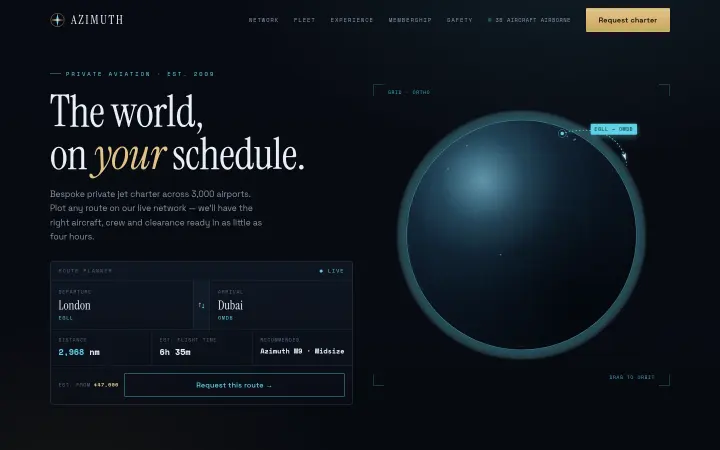 Azimuth private aviation website