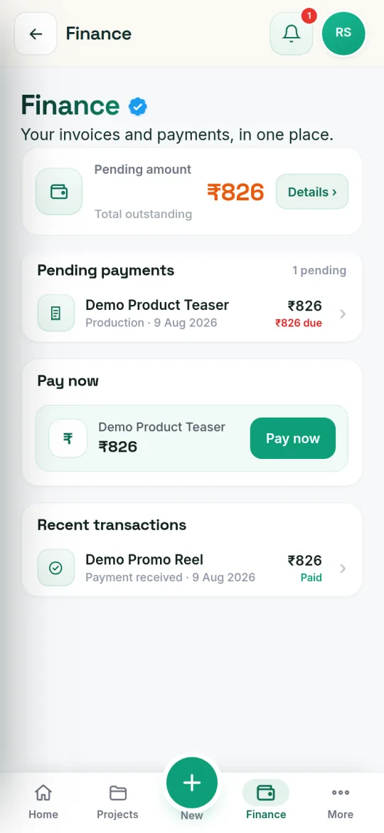 EditoHub app: Pending dues and one-tap payment